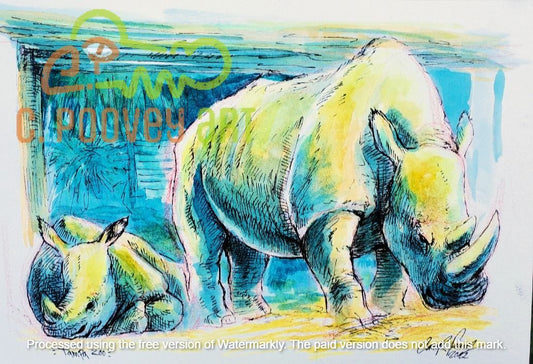 Watercolor Rhinoceros
